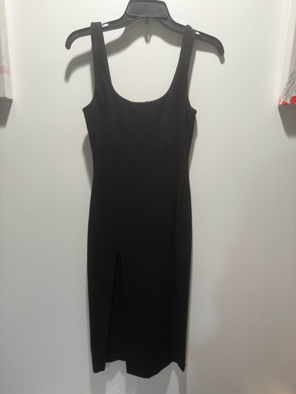 NBD Black Sleeveless Midi Dress with Front Slit